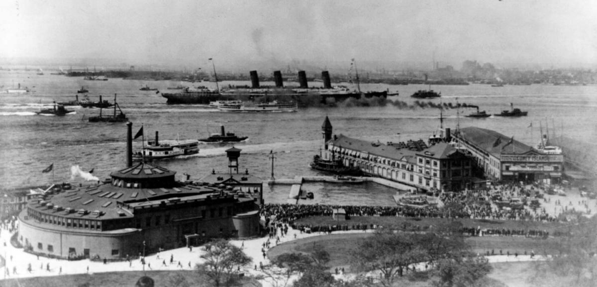 Lusitania arriving in New York