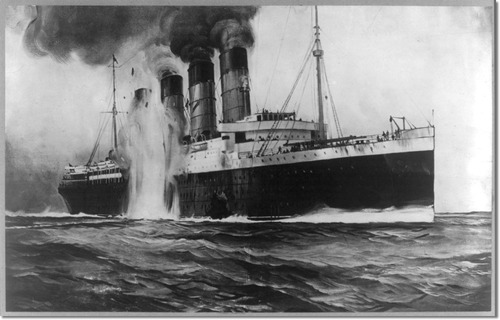 r m s lusitania hit by torpedos off kinsale head ireland