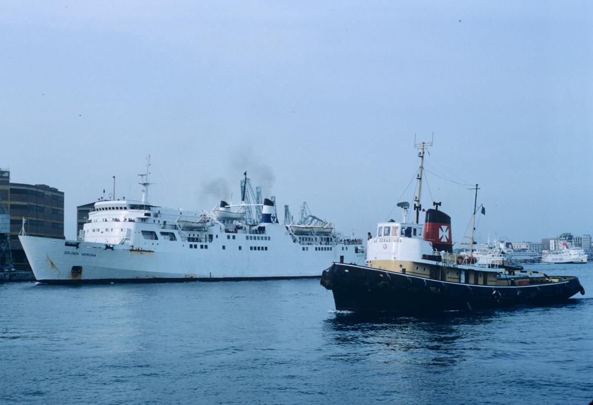 golden vergina with the old liverpool tug aghios gerasimos